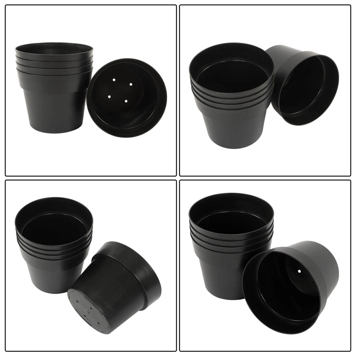 5 Pack 5 Gallon Black Plastic Nursery Pots for Plants (302424cm)