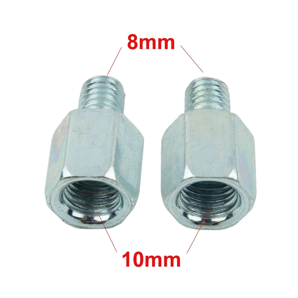 Set of 2 Mirror Adapter 10mm to 8mm Clockwise for Motorcycle