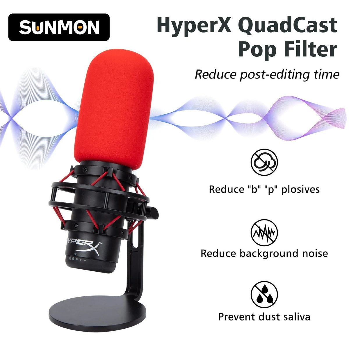 HyperX QuadCast Boom Arm with Red Microphone Covers
