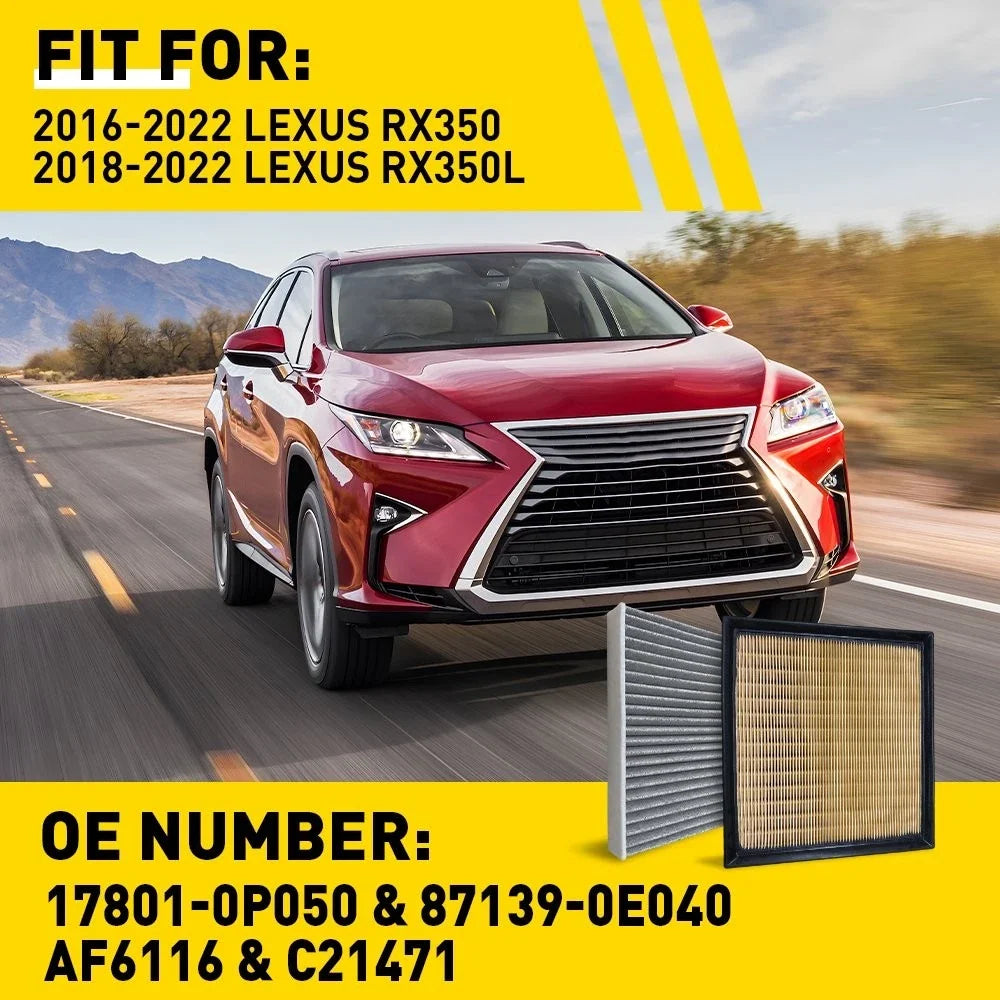 Set of 2 Engine and Cabin Air Filters for Lexus RX350 RX350L (2016–2022)