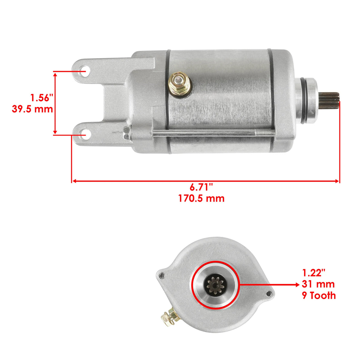 Starter for Kymco Mongoose 250 (2004–2013) AB291118911AD, 3304274, S31200RB1000