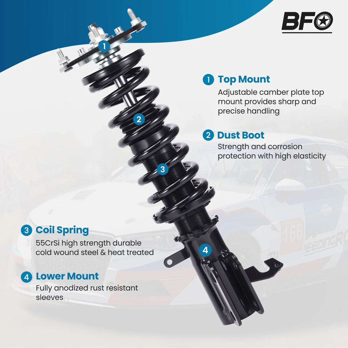 Coilover Shock Suspension Kit for Toyota Corolla E90 E100 E110 (1987–2002)