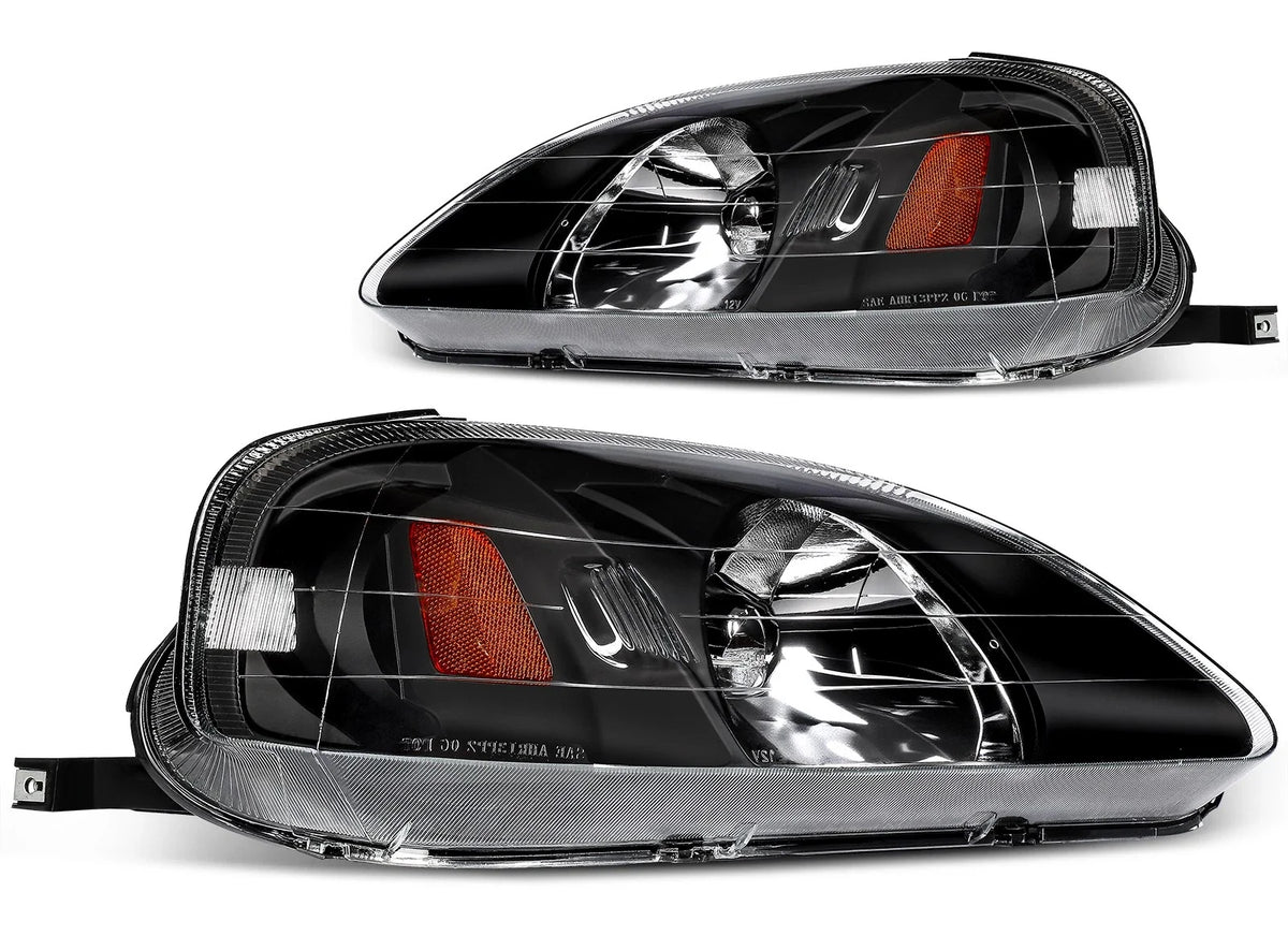 Headlight Assembly for Honda Civic (1999–2000) Black Light Pair