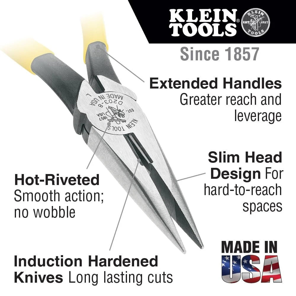 8-Inch Long Nose Pliers for Klein Tools (D203-8-GLW)