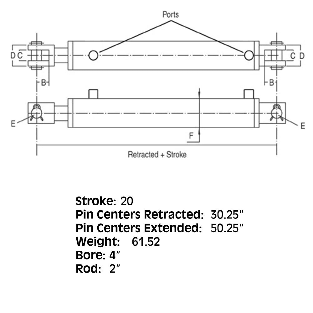 2" Bore Double Acting Cylinder Rod for 2500 & 3000 PSI (HCW-4020)