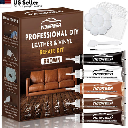 Brown Leather Repair Kit for Furniture, Couch, Car