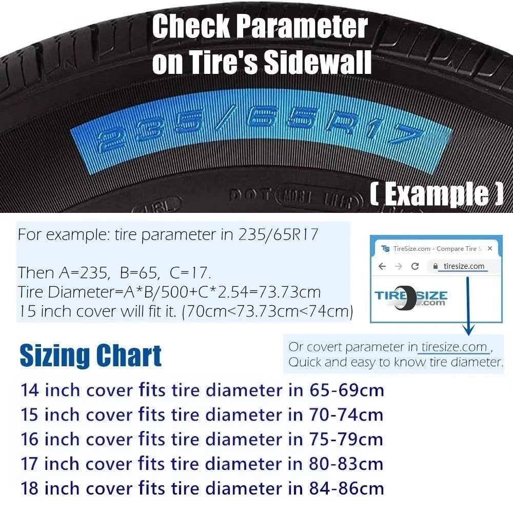 15 Inch Black Spare Wheel Cover for Universal Fit (Dustproof, Waterproof)