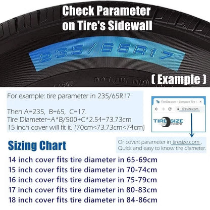 15 Inch Black Spare Wheel Cover for Universal Fit (Dustproof, Waterproof)