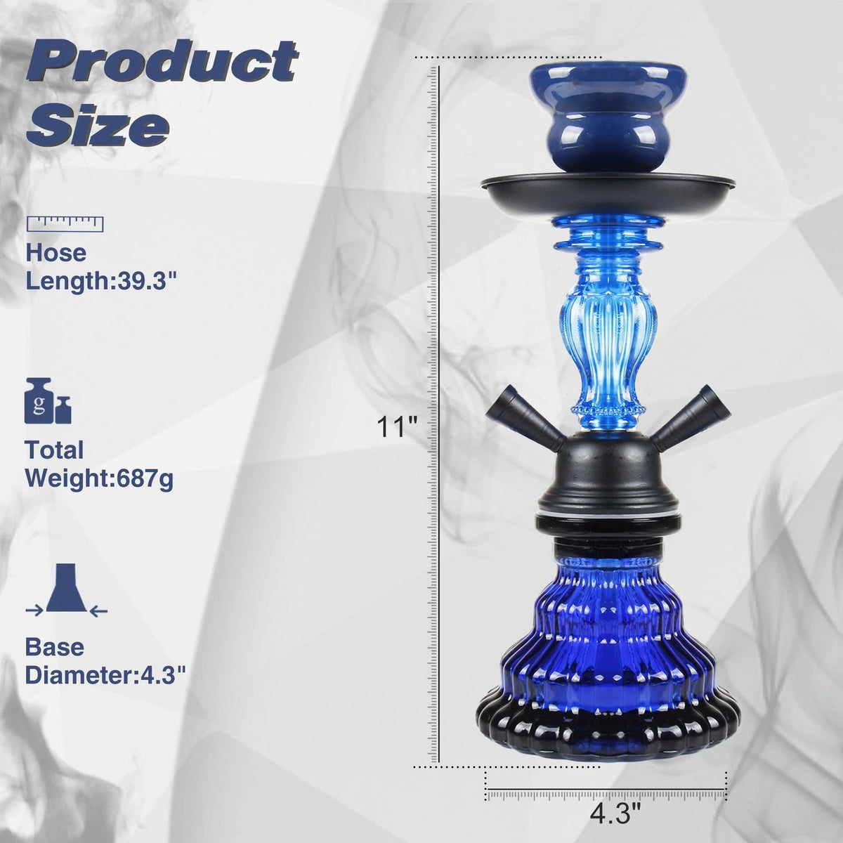 2X Hose Set for Hookah (Small Size, Blue)