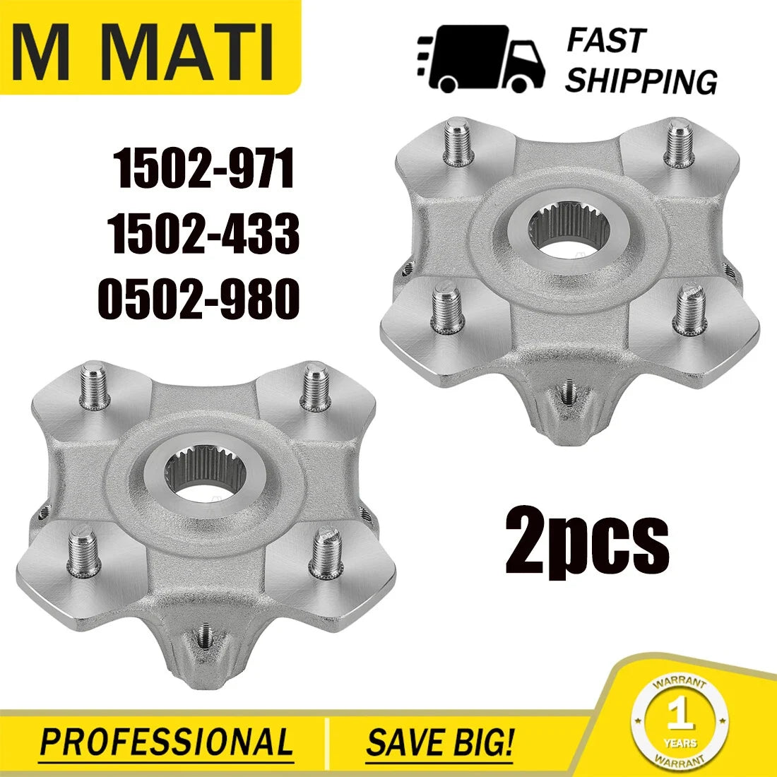 2 Front & Rear Wheel Hub Assembly for Arctic Cat Prowler 650 2006–2009 700 XTX 2008–2014