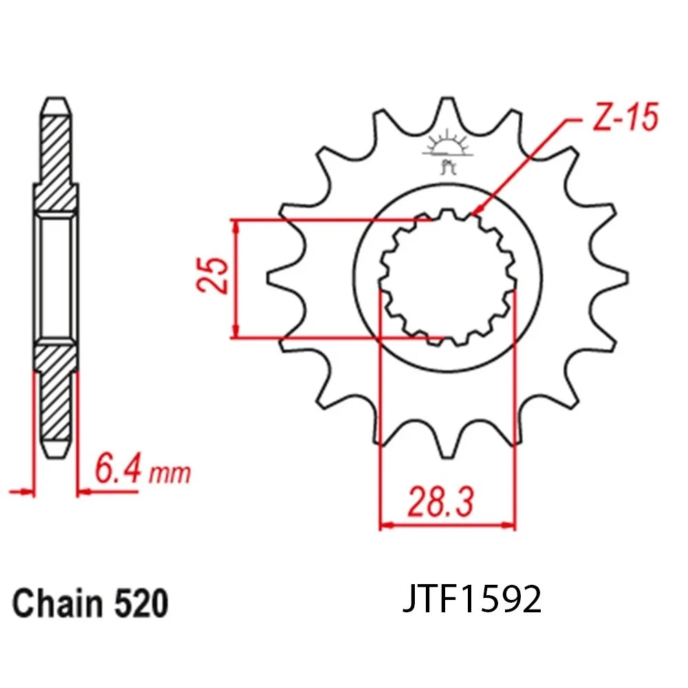 15T Front Steel Sprocket for Yamaha Raptor 700 / 700R (JTF1592.15a)