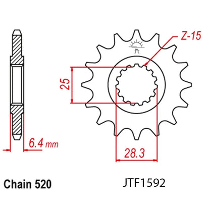 15T Front Steel Sprocket for Yamaha Raptor 700 / 700R (JTF1592.15a)