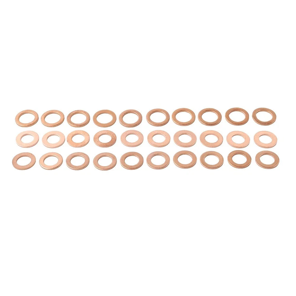 30Pcs M12x1.5 Copper Oil Drain Plug Gasket Seal Washer for Universal Fit