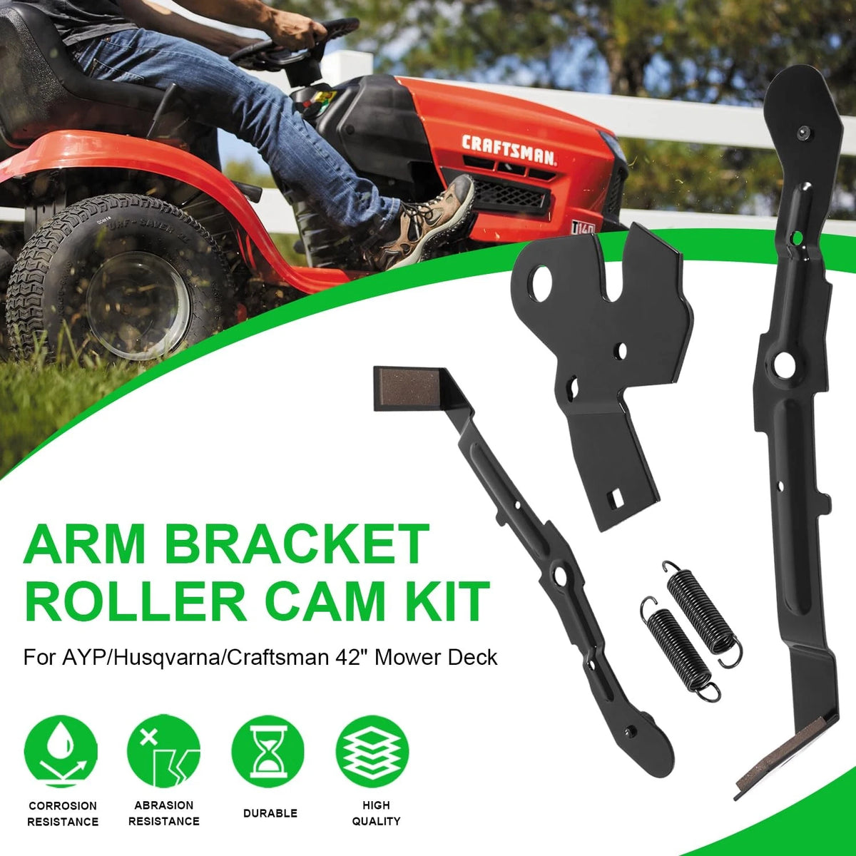 Arm Bracket Roller Cam Kit for AYP Husqvarna Craftsman 42" Mower Deck (LT1000)
