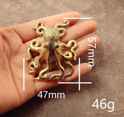 2Pcs Brass Octopus Sculpture for Home Decor