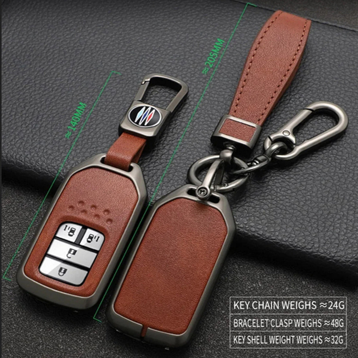 Remote Metal Leather Key Fob Cover for Honda Civic Accord CR-V Pilot (2016–2021)