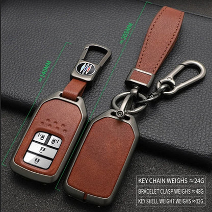 Remote Metal Leather Key Fob Cover for Honda Civic Accord CR-V Pilot (2016–2021)