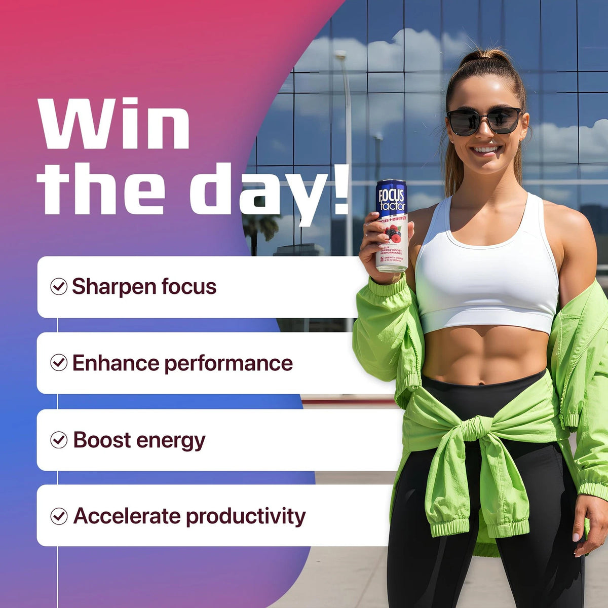 12X Focus Factor Energy Drink Cans (355ml) - Berry Flavor Pack