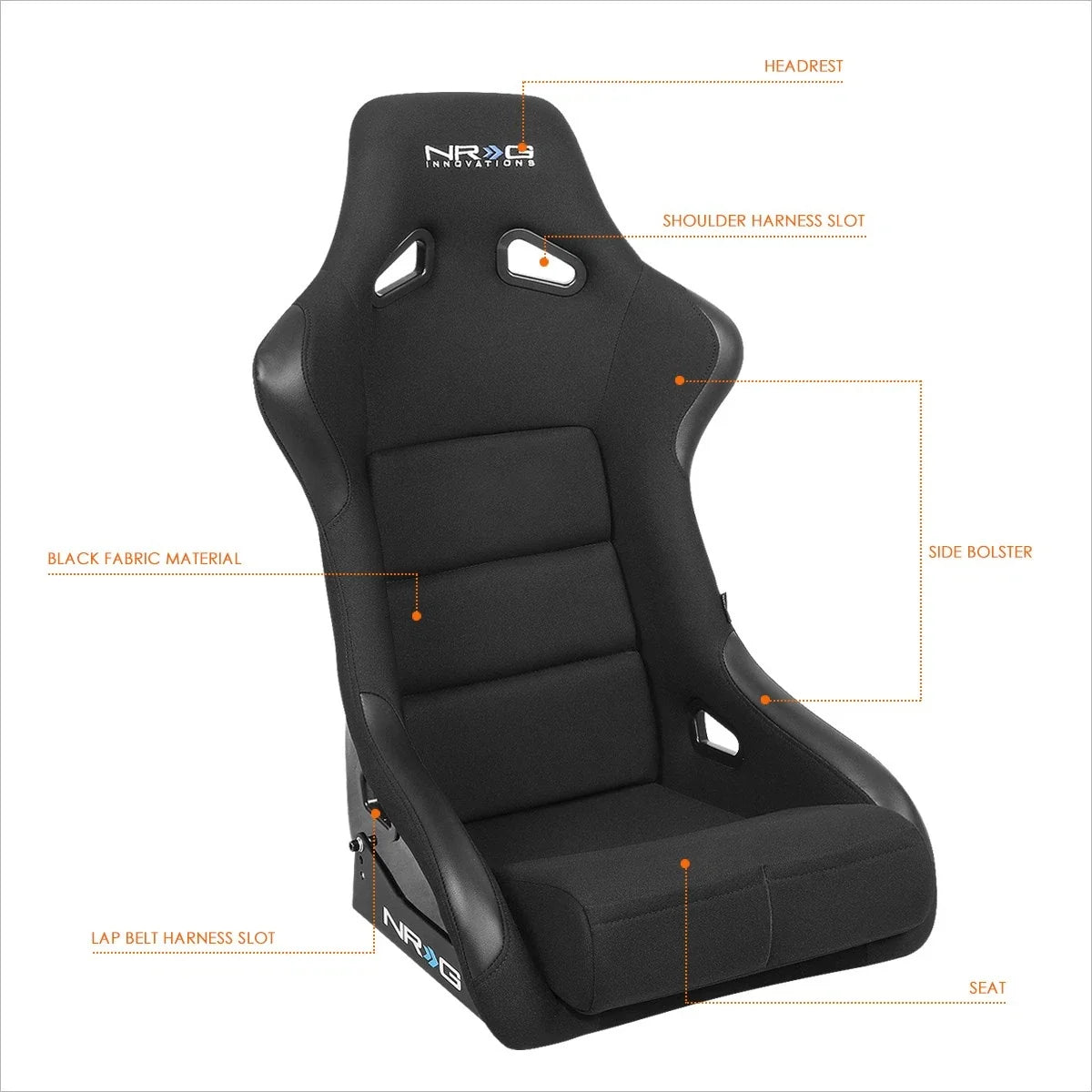 2X Fixed Back Racing Bucket Seats for Universal Fit (FRP-301)