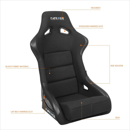 2X Fixed Back Racing Bucket Seats for Universal Fit (FRP-301)