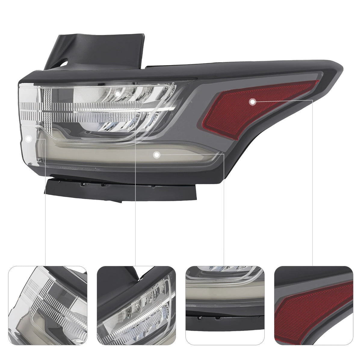 Smoked LED Tail Light Brake Lamp Right Passenger for Chevy Traverse (2018–2021) 84990362, GM2804130