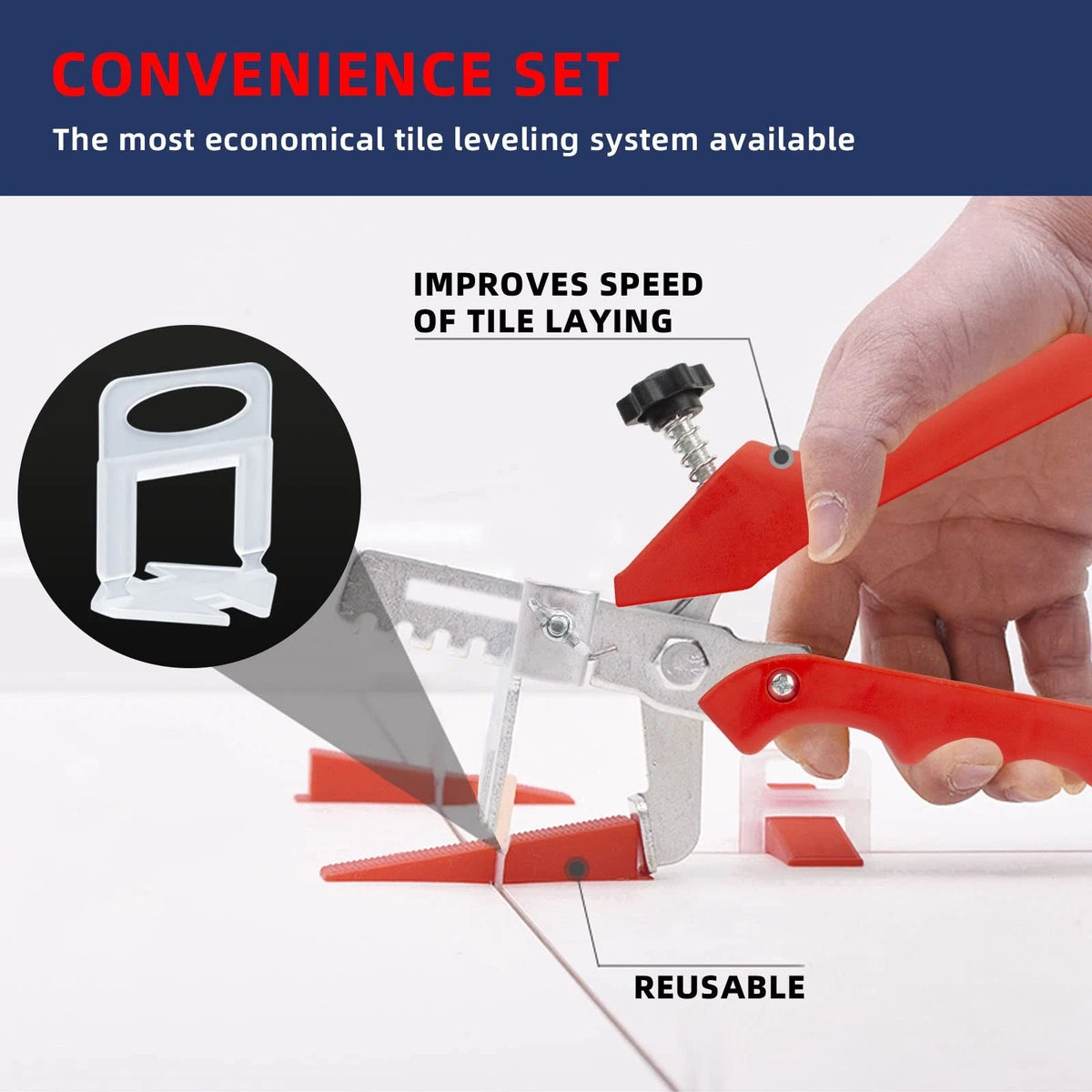 Tile Leveling System with Plier and 1000-Piece Spacers 1/16 Inch