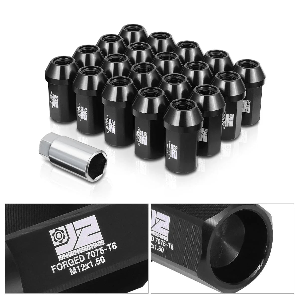 20Pcs M12x1.5 Closed End Acorn Lug Nuts for Universal Fit (42mm Height)