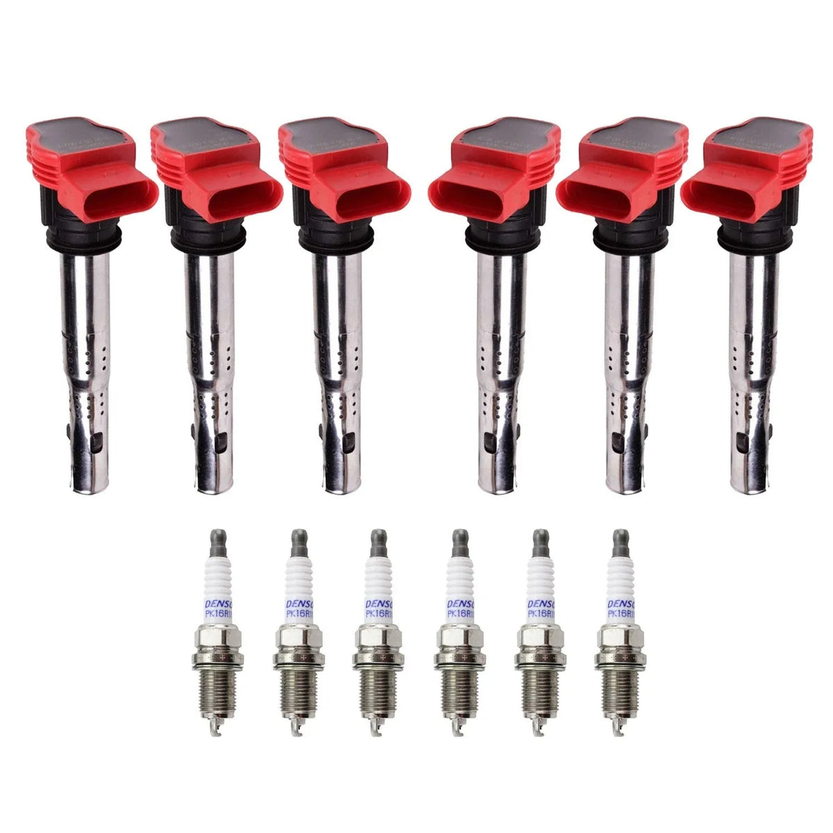 Set of 6 Ignition Coils & Denso Platinum Spark Plugs for Audi A4 A5 Quattro (2009–2016)