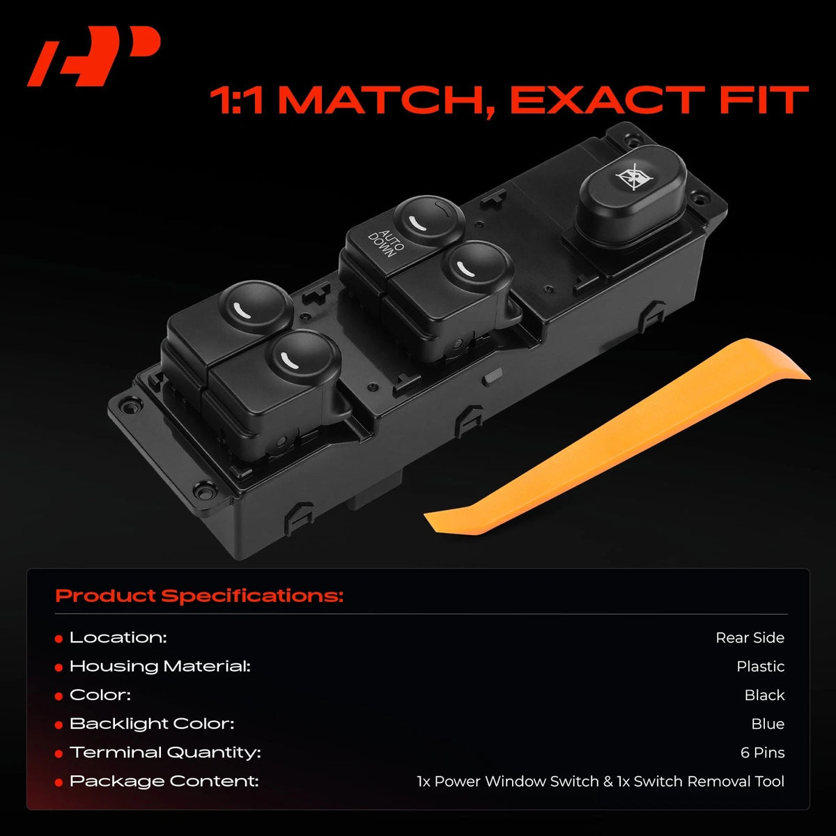 Front Left Power Window Switch for Hyundai Accent (2012) 1S17166, 935701R100S4, DWS1855