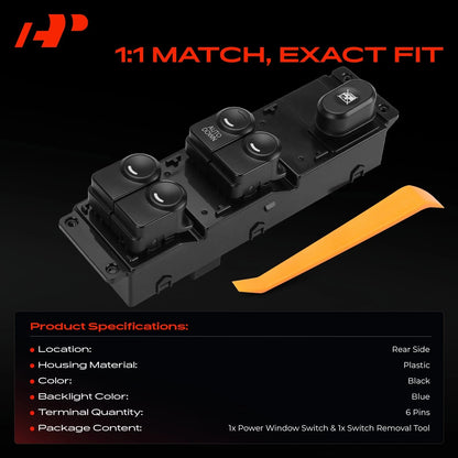 Front Left Power Window Switch for Hyundai Accent (2012) 1S17166, 935701R100S4, DWS1855