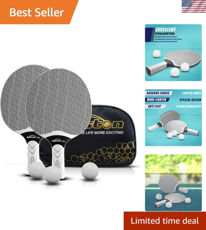 Set of 2 Table Tennis Rackets with Comfortable Grip & 3 Balls