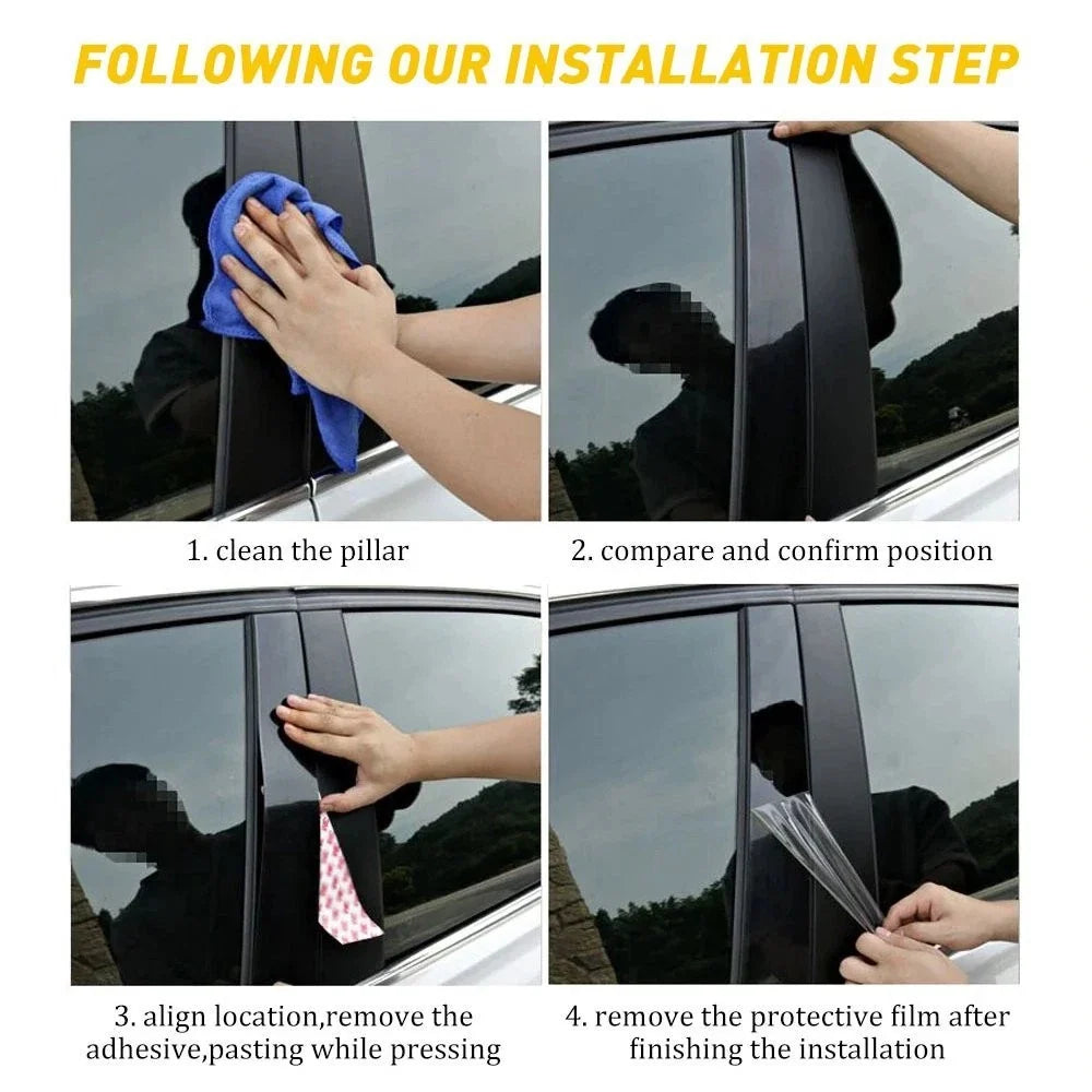 Set of 6 Black Pillar Post Trim Covers for Honda Civic (2006–2011)