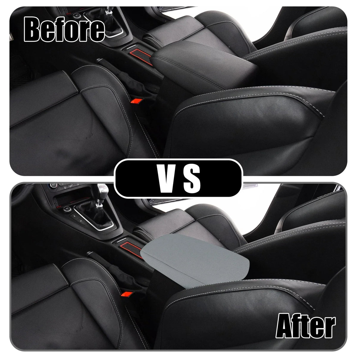 Center Console Lid Armrest Cover for Ford Focus (2010–2015) Neoprene Gray