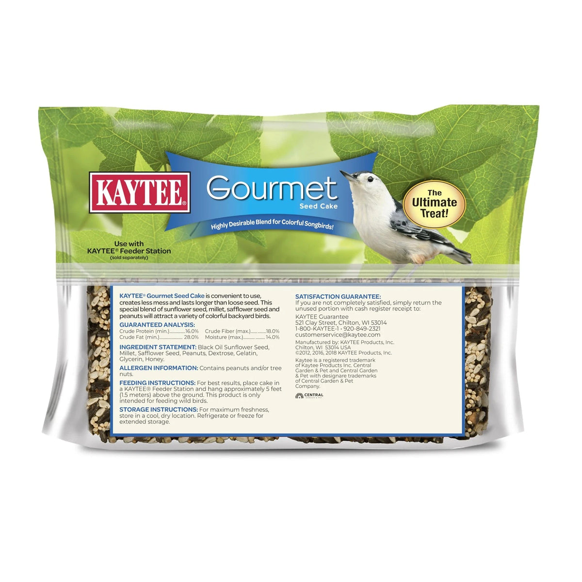 2X Kaytee Wild Bird Gourmet Seed Cake for Cardinals (Pack of 1)