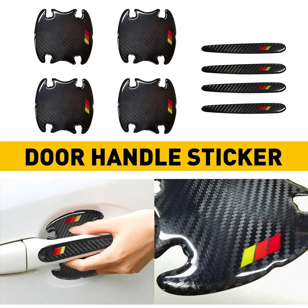8X Carbon Fiber Door Handle Bowl Protectors for