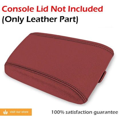 Leather Console Lid Armrest Cover for Pontiac GTO (2004–2006) Red Black Stitch