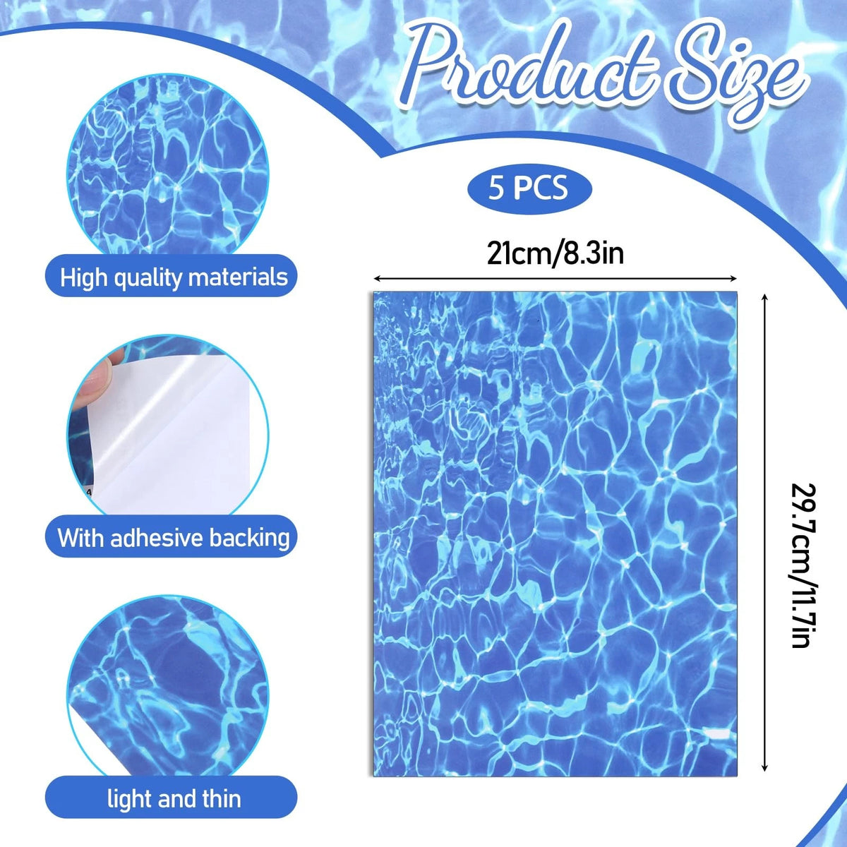 5 Sheets Ripple Water Sticker for A4 Size (Artificial Effect)