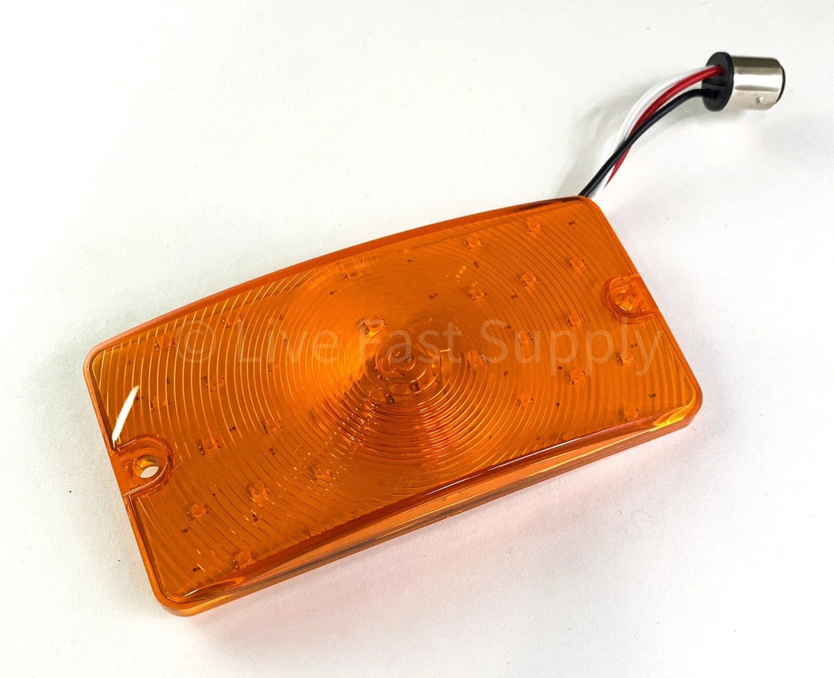 Front LED Amber Parking Turn Signal Lights Pair for Ford Bronco (1969–1977)