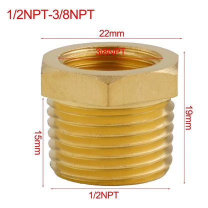 Brass Pipe Fitting Connector Adapter 1/8 NPT, 3/8 NPT, 1/4 NPT, 1/2 NPT