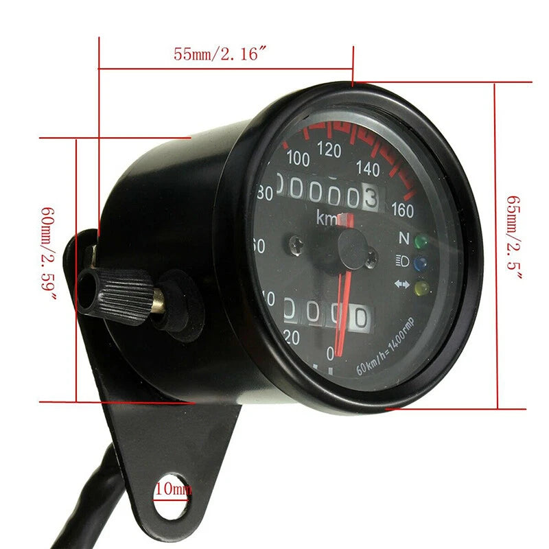 Dual Speedometer Odometer Gauge for Universal Motorcycle - LED Backlight