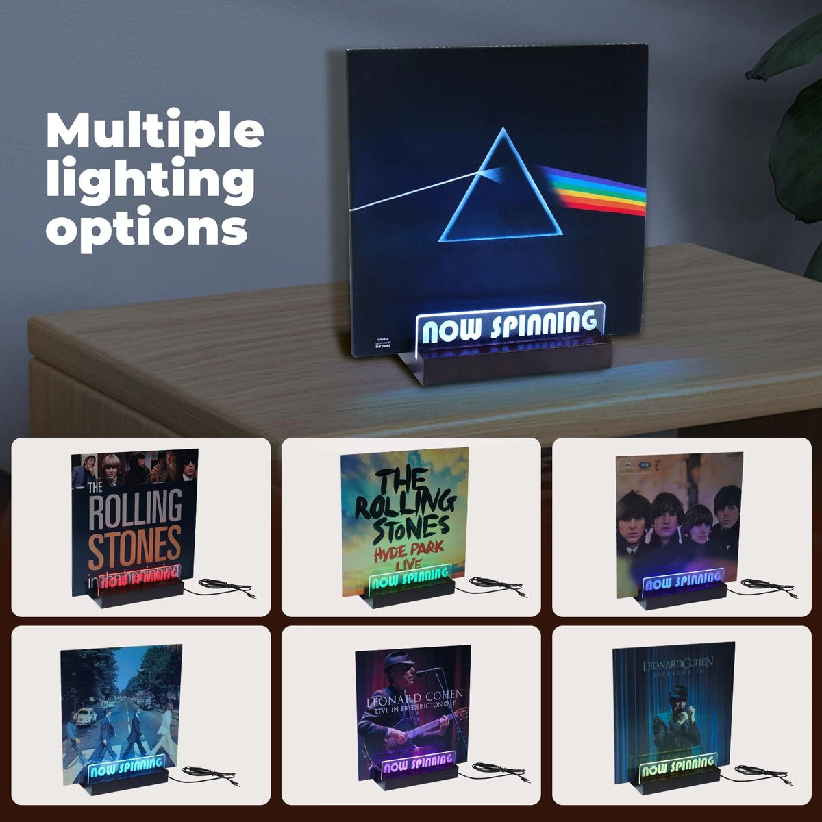 Vinyl Record Stand for Lighting Storage - Brown