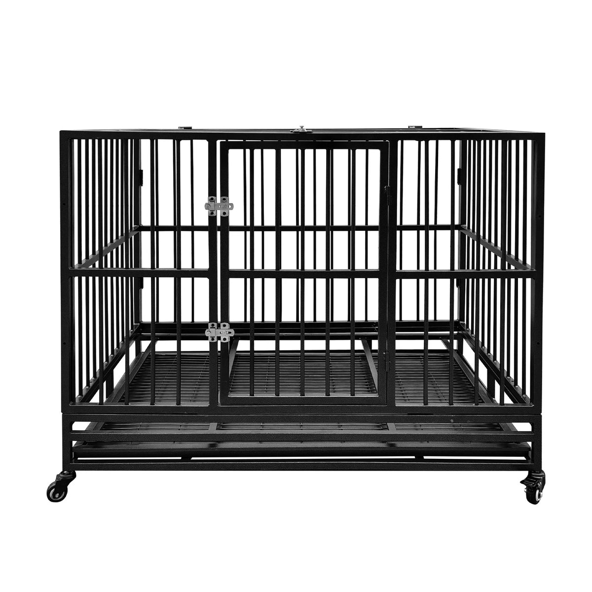 Heavy Duty Portable Dog Playpen with Tray & Wheels for Large Breeds (46.1")
