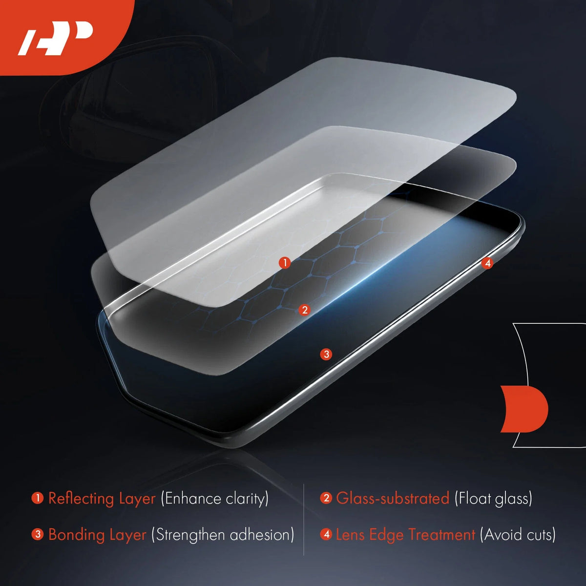 Heated Passenger Upper Power Mirror Glass for Freightliner Sprinter
