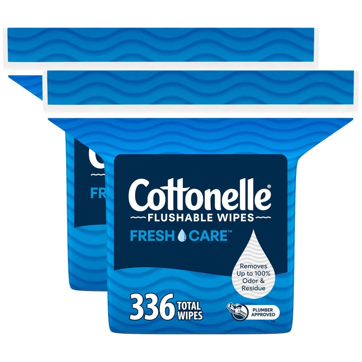 Pack of 2 Cottonelle Fresh Care Flushable Wet Wipes for Adults (168 Count)