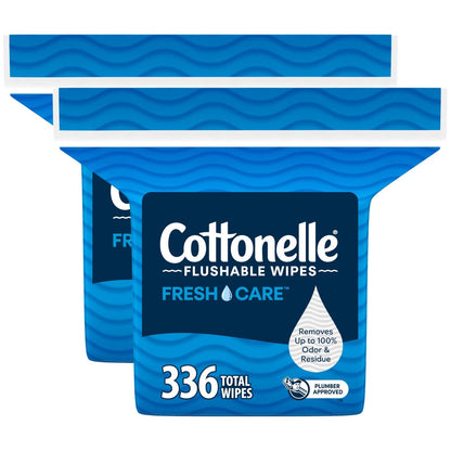 Pack of 2 Cottonelle Fresh Care Flushable Wet Wipes for Adults (168 Count)