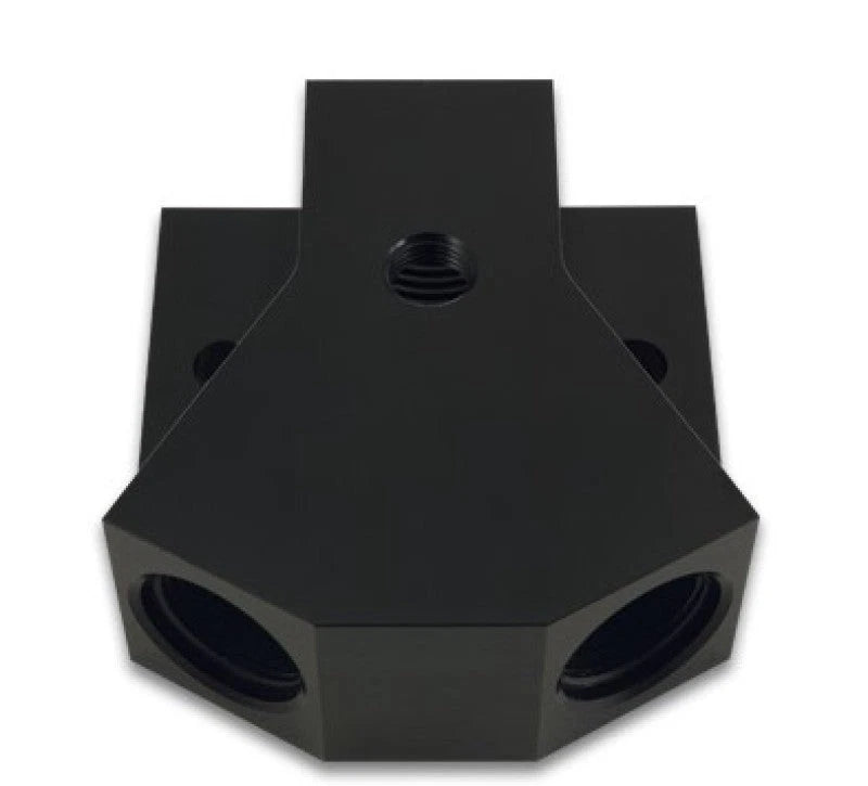 Vibrant 10893 Aluminum Y-Block Fitting -8AN x Dual -8AN OR (1/8in NPT Port)