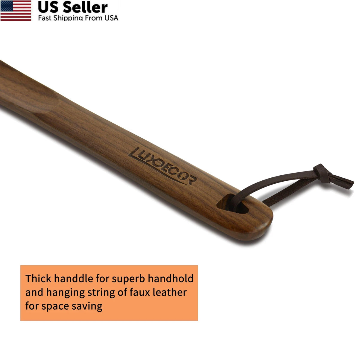 15in Long Handled Wooden Shoehorn for Luxdecor (No Part Numbers)