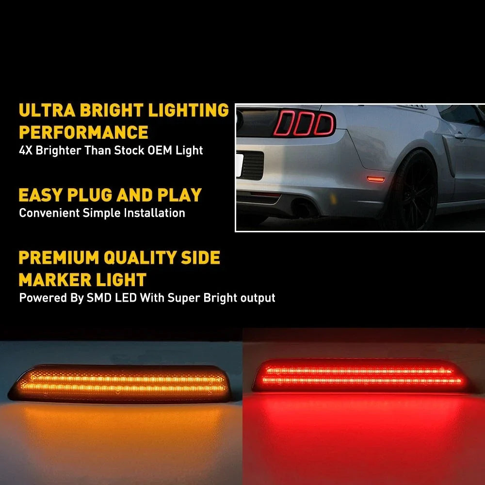 Set of 4 LED Side Marker Lights for Ford Mustang (2010–2014) Smoked