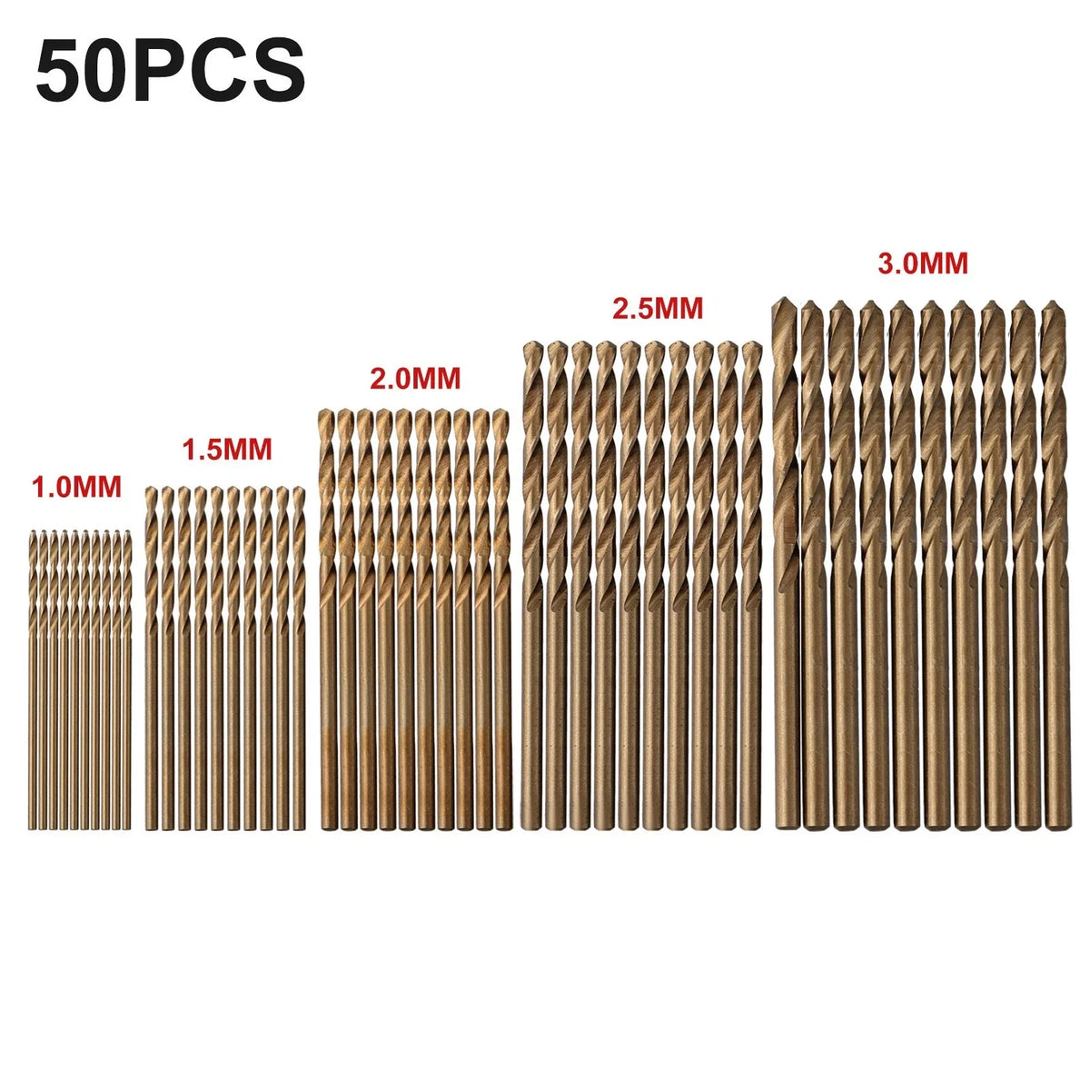 Set of 5 Drill Bits 1/1.5/2/2.5/3mm 135 Degree for Stainless Steel