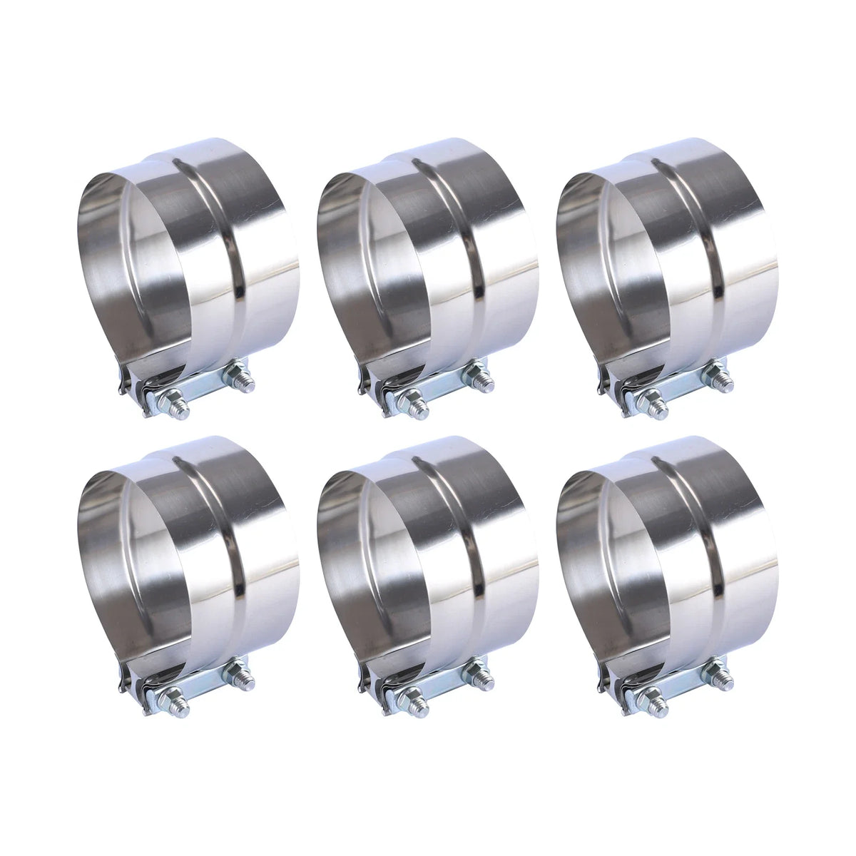 6Pcs 5" Stainless Exhaust Band Clamp Step Clamps for Catback Muffler Pipe